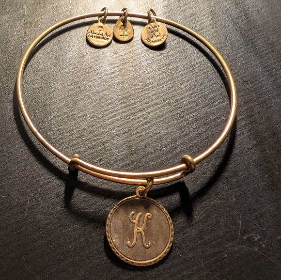 Alex and Ani Initial K Bangle Bracelet Gold Finish Expandable - Picture 3 of 6